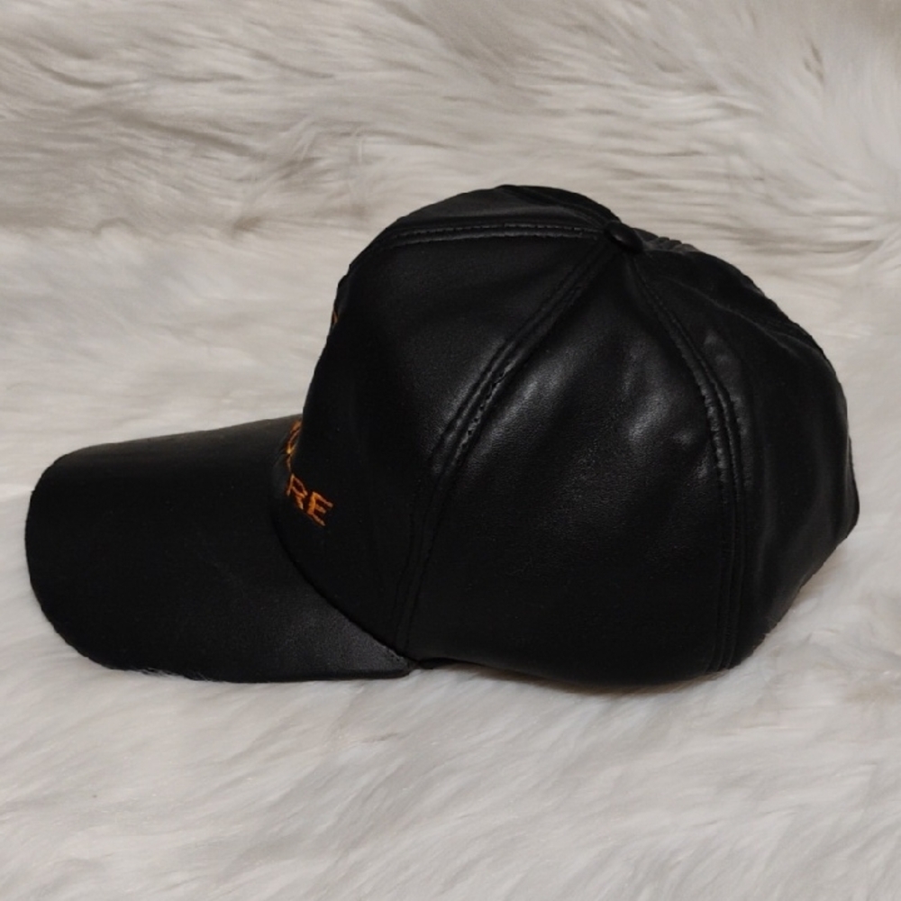 John Deere Black Faux Leather Hat with Orange Embroidery - Picture 3 of 12